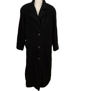 Russel Scott women's vintage long black wool-blend dress coat